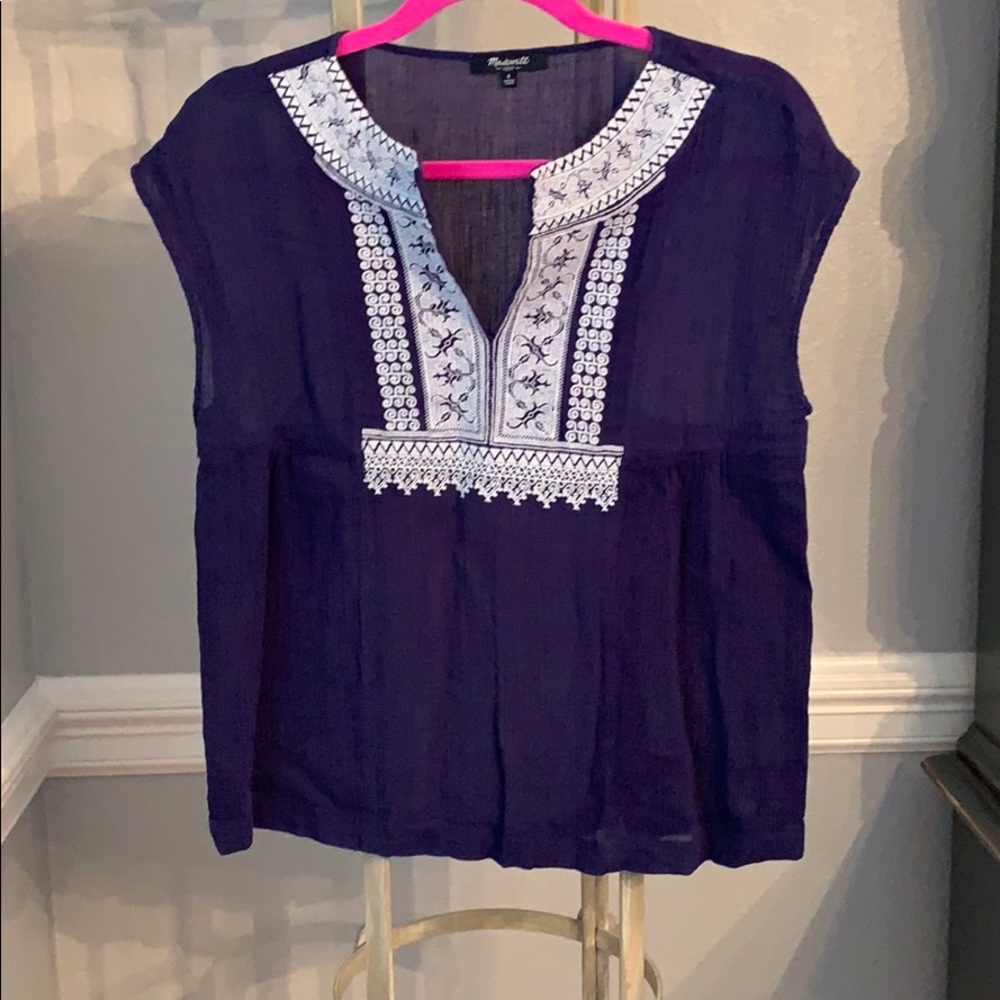 Navy detail flowy top